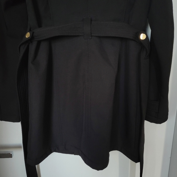 Michael Kors Women Black Full Zip Hooded Belted Fleece Lined Coat Jacket - Picture 8 of 14